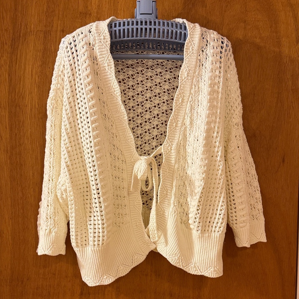 Gallery Ivory Open-Knit Women's Cardigan